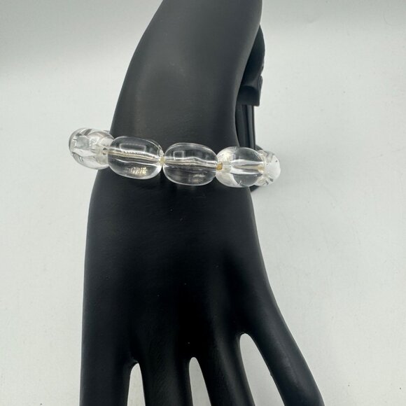 Clear Crystal Stretch Bracelet With Oval Beads - Picture 3 of 4